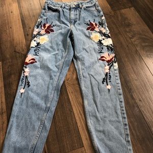 Top shop embroidered mom jeans